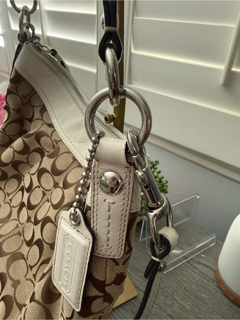 Coach Brown Signature Ashley Hobo & Matching Wallet Set